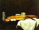 Paul Cezanne Canvas Paintings - Bread and Eggs